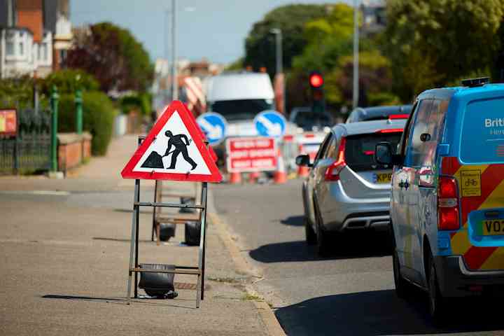 A roadworks sign