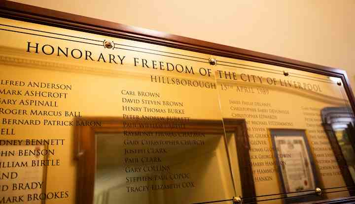A picture of a bronze Freedom of the City plaque